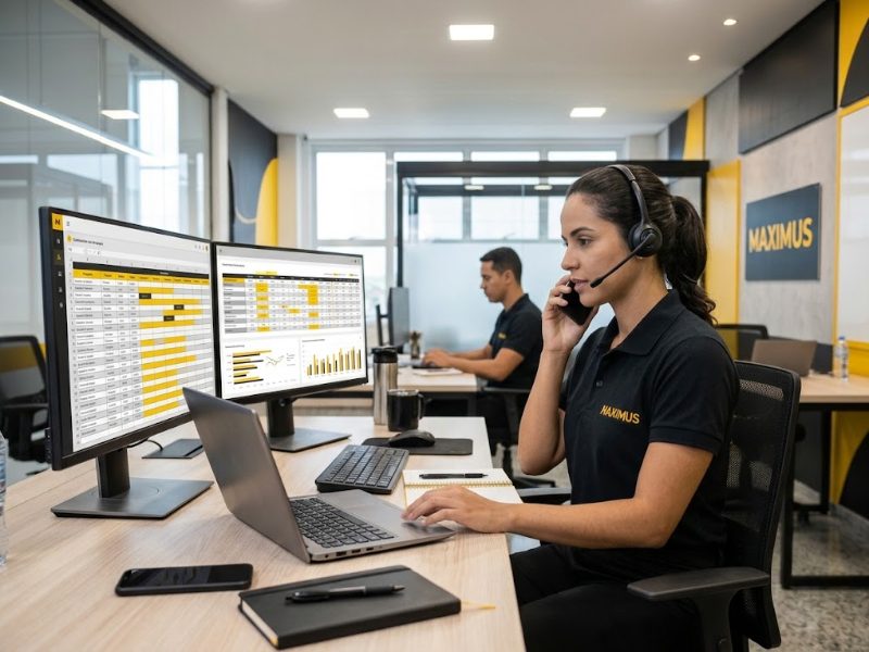 Equipe de back office da Maximus acompanhando escalas e relatórios