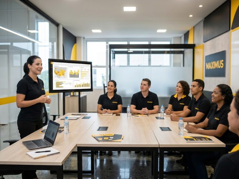 Treinamento de promotores da Maximus em sala de aula